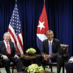 U.S. President Barack Obama and Cuban President Raul Castro meet at the United Nations General Assembly in New York
