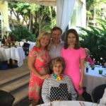 Lunch with friends at Cafe Boulud. (L to R)  Sharon Bush, Daniel (Owner of Cafe Boulud and the Daniel Restaurant Empire), Jean Shafiroff, Fran Weissler (seated)