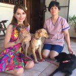 Getting ready to take three rescue dogs Tica , Gallina and Lovita,from Dr. Giovanna Bulgarelli Jiminez and head to the airport.