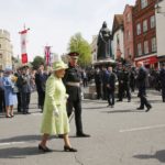 Britain’s Queen Elizabeth walks past well wishers on her 90th birthday, in Windsor, west of London