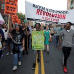 Demonstrators with Black Lives Matter march during a protest in Washington