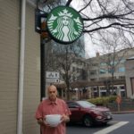 Bill Lewis outside the Bethesda Starbucks with his “most expensive Starbucks coffee” ©SouthFloridaReporter.com