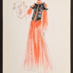 1960s hand-colored original fashion drawing created by Karl Lagerfeld (German, 1933-2019) while engaged by House of Tiziani, Rome. Estimate: $500-$1,500