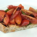 Cherry tomato, basil, olive oil and balsamic bruschetta