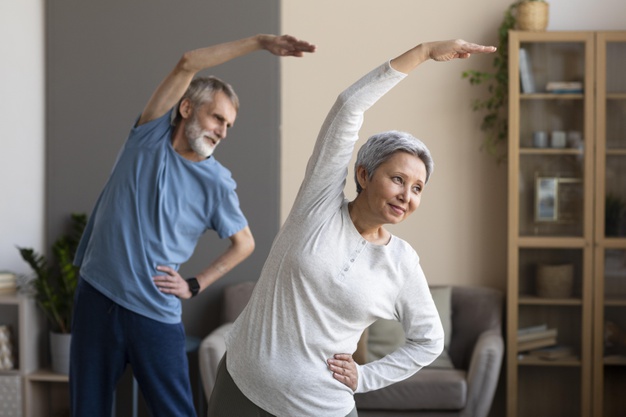 freepik/senior-couple-training-together_23-2148730146 https://www.freepik.com/free-photo/senior-couple-training-together_10847288.htm#page=1&query=seniors%20workout&position=14