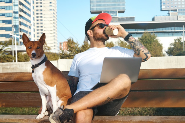 young-man-with-beard-tattoos-laptop-his-knees-is-drinking-coffee-from-paper-cup-his-dog-sits-him_346278-1748 https://www.freepik.com/free-photo/young-man-with-beard-tattoos-laptop-his-knees-is-drinking-coffee-from-paper-cup-his-dog-sits-him_11898889.htm#page=2&query=man+coffee&position=7