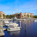 Naples Bay marina in florida USA from Tamiami Trail