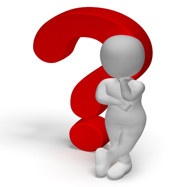 Question Marks And Man Shows Confusion Or Unsure Asset ID: SBI-300168796