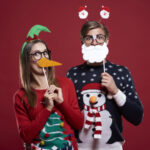 Bizarre couple in Christmas time