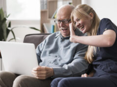 https://www.freepik.com/free-photo/smiley-old-man-nurse-having-video-call-laptop_10892710.htm#query=caregiver&position=10&from_view=search