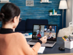https://www.freepik.com/premium-photo/woman-briefing-videocall-with-team-laptop-freelancer-working-from-home-office-having-group-online-meeting-laptop-student-discussing-with-colleagues-webcam-conference_23941487.htm?query=wfh