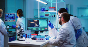https://www.freepik.com/free-photo/microbiologist-doctor-taking-blood-sample-tube-from-rack-with-machines-analysis-lab-background_15785908.htm#query=science%20lab&position=16&from_view=search&track=sph