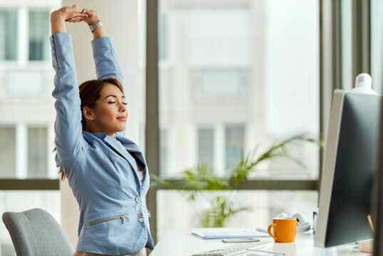 https://www.freepik.com/free-photo/young-smiling-businesswoman-stretching-with-her-eyes-closed-while-working-computer-office_26144334.htm#query=office%20stretching&position=40&from_view=search&track=sph