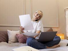 https://www.freepik.com/free-photo/young-blonde-woman-working-from-home-her-bed_16136939.htm#query=work%20from%20home&position=12&from_view=search&track=ais
