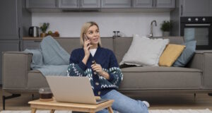 https://www.freepik.com/free-photo/full-shot-woman-talking-phone_22110072.htm#query=work%20from%20home&position=6&from_view=search&track=ais