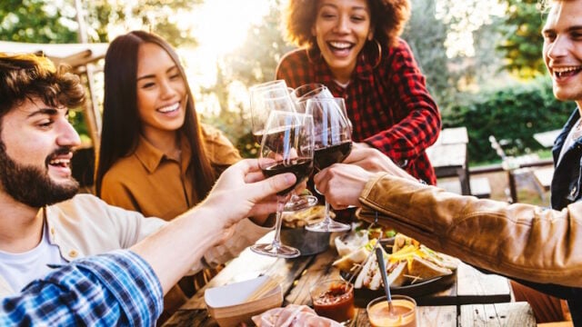 Group of friends having fun at bbq dinner in garden restaurant - https://www.freepik.com/premium-photo/group-friends-having-fun-bbq-dinner-garden-restaurant-multiracial-people-cheering-red-wine-sitting-outside-bar-table-social-gathering-youth-beverage-lifestyle-concept_31610181.htm#query=barbecue%20wine&position=13&from_view=search&track=ais