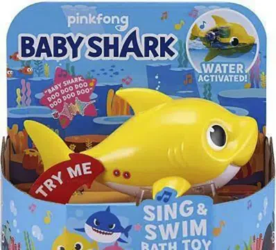 This image provided by Consumer Product Safety Commission shows Zuru’s full-sized Robo Alive Junior Baby Shark Sing & Swim Bath Toys. (Consumer Product Safety Commission via AP)