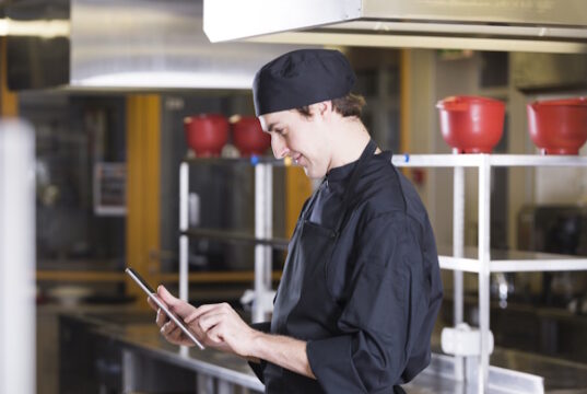 https://www.freepik.com/free-photo/chef-with-tablet_4374296.htm#query=cafe%20worker%20checking%20phone&position=10&from_view=search&track=ais
