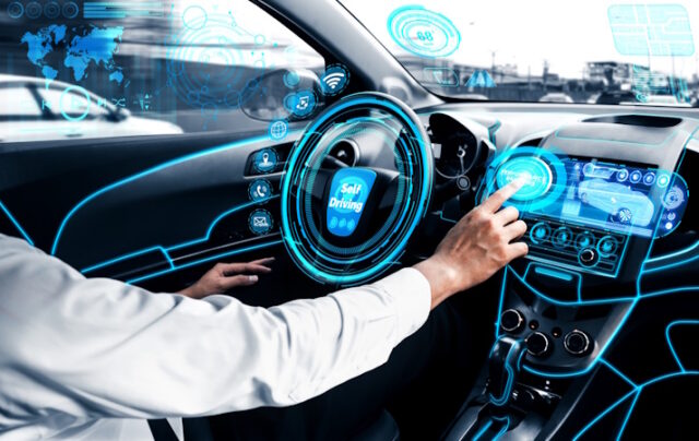 Self-drive autonomous car with man at driver seat. https://www.freepik.com/premium-photo/self-drive-autonomous-car-with-man-driver-seat_7013273.htm#page=4&query=tesla%20cars&position=30&from_view=search&track=ais