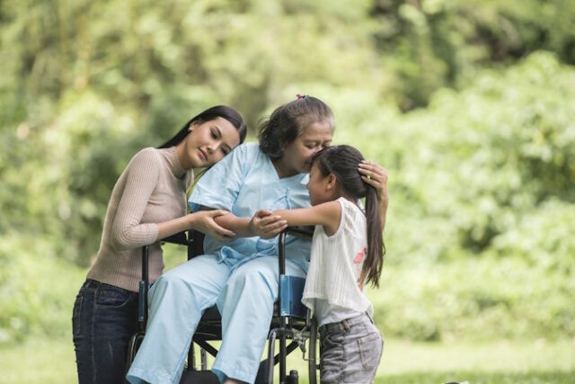 Happy grandmother in wheelchair with her daughter and grandchild https://www.freepik.com/free-photo/happy-grandmother-wheelchair-with-her-daughter-grandchild-park-happy-life-happy-time_2888824.htm#page=2&query=family%20senior%20care&position=44&from_view=search&track=ais