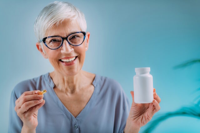 Supplements of Vitamin D and Multivitamin. https://www.freepik.com/premium-photo/supplements-seniors-blank-white-pill-container_39777331.htm#query=senior%20aspirin&position=39&from_view=search&track=ais