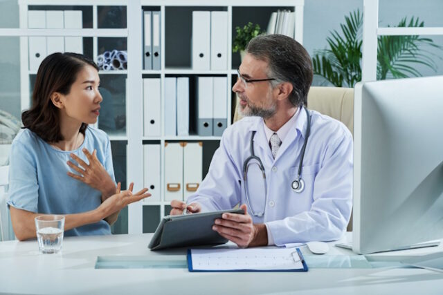 Complaining to doctor https://www.freepik.com/free-photo/patient-telling-doctor-about-symptoms-disease_5699304.htm#query=talking%20with%20doctor&position=9&from_view=search&track=ais