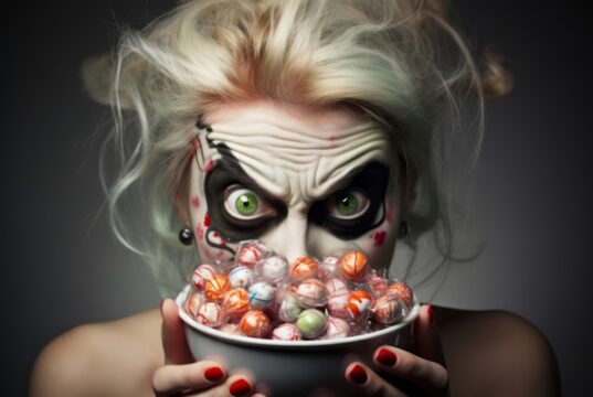 https://www.vecteezy.com/photo/28921613-woman-in-a-halloween-costume-holding-a-bowl-of-candy-with-mischievous-grin-ai-generative