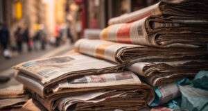 https://www.vecteezy.com/photo/29264920-pile-of-old-newspapers-selective-focus-ai-generated