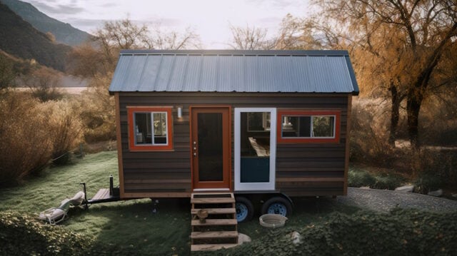 A tiny house sitting in the middle of a field. Generative AI image. https://www.freepik.com/premium-photo/tiny-house-sitting-middle-field-generative-ai-image_44302633.htm#fromView=search&page=1&position=47&uuid=6d4348d6-e593-492a-95f5-825097cf7ce9