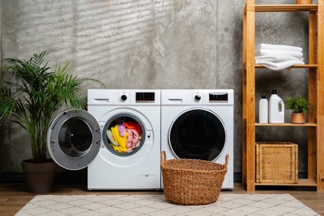 Modern Laundry Room With White Washing Machines and Greenery https://www.freepik.com/premium-photo/modern-laundry-room-with-white-washing-machines-greenery_244104387.htm#fromView=search&page=1&position=33&uuid=a4aa3e39-bc64-4fc4-b82f-72f916edbad5
