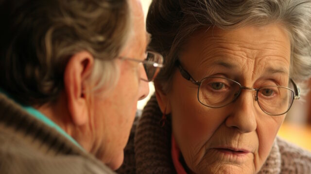 A woman with Alzheimers disease being helped by her husband to remember their daily routine https://www.vecteezy.com/photo/46729712-a-woman-with-alzheimers-disease-being-helped-by-her-husband-to-remember-their-daily-routine