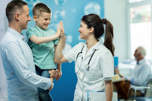 You've been really brave today! https://www.freepik.com/free-photo/happy-female-doctor-giving-high-fie-little-boy-who-came-with-father-hospital_25566815.htm#fromView=search&page=1&position=3&uuid=d9e01486-e5b3-43e3-bfba-2343cecbd6c8