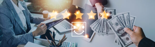 Customer evaluation feedback.men in suit Giving Positive Review https://www.vecteezy.com/photo/11707556-customer-evaluation-feedback-men-in-suit-giving-positive-review-for-client-s-satisfaction-surveys-giving-a-five-star-rating-service-rating-satisfaction-concept