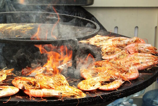 https://www.vecteezy.com/photo/35634555-seafood-slices-are-cooked-on-a-fire-pit-surface-in-the-shape-of-cone-shaped-bowl-bowl-shaped-flat-grill-with-prawns-and-shrimps-outdoor-barbecue-cooking-street-food-concept-toast-the-hot-grilled