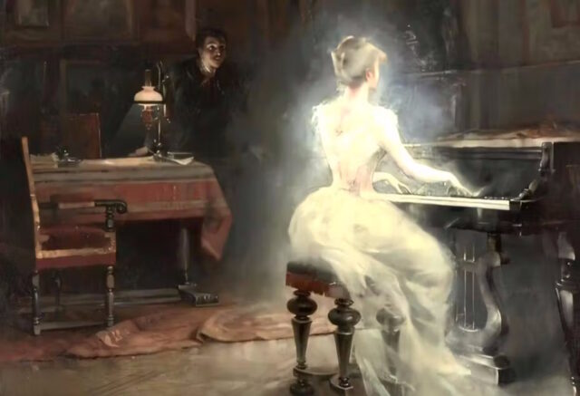 https://commons.wikimedia.org/wiki/File:George_Roux_-_Spirit,_1885.jpg This work is in the public domain in the United States because it was published (or registered with the U.S. Copyright Office) before January 1, 1929.