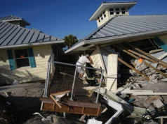 The Perezes’ PERGOLUX pergola in the aftermath of Hurricane Milton, October 2024.