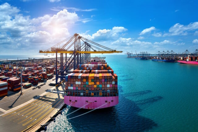 Aerial view of cargo ship and cargo container in harbor. https://www.freepik.com/free-photo/aerial-view-cargo-ship-cargo-container-harbor_23404845.htm#fromView=search&page=1&position=16&uuid=5b8490ef-4ec7-4983-80e5-2600014ebc4d