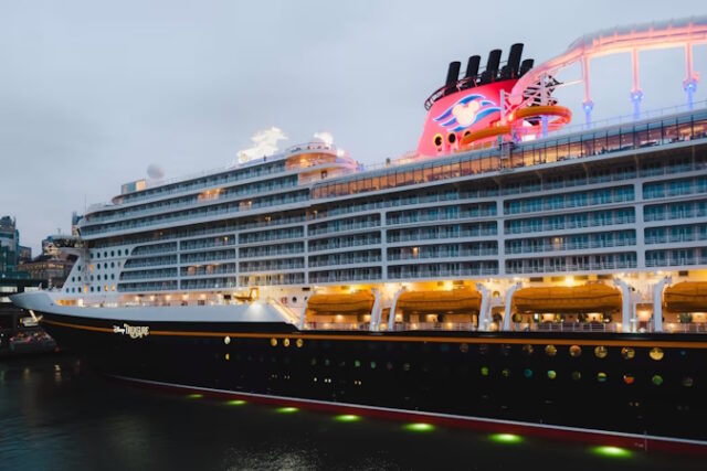 The Disney Treasure cruise ship visits New York.