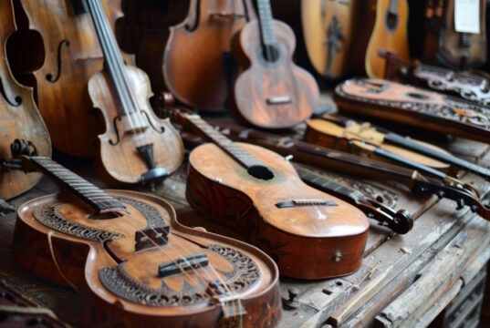 https://www.vecteezy.com/photo/47327950-variety-of-aged-string-instruments-including-violins-and-guitars-displayed