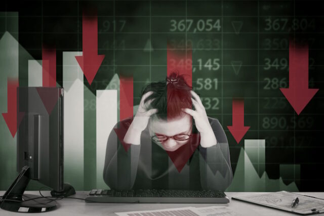 Businesswoman depressed with the bearish market condition https://www.freepik.com/premium-photo/businesswoman-depressed-with-bearish-market-condition_40876553.htm#fromView=search&page=1&position=16&uuid=af8d3184-b54d-4c86-bab7-18e2a4f1c22e&query=economy+down