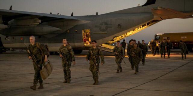 U.S. Marines land at Naval Station Guantanamo Bay, Cuba