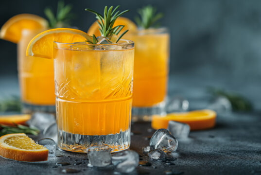 Aesthetics summer non alcoholic refreshing cocktails with orange, grapefruit, lemon and lime. High quality photo AI generated