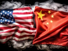 https://www.vecteezy.com/photo/46962430-the-american-and-chinese-flags-are-draped-together-enveloped-in-smoke