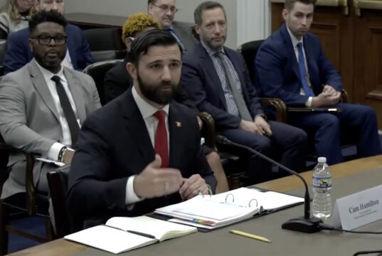 Cam Hamilton, at the time senior official performing the duties of the administrator at FEMA, testifies before a House Appropriations subcommittee on May 7, 2025. (Screenshot from House webcast)