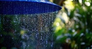 https://www.vecteezy.com/photo/57220567-a-blue-umbrella-is-being-sprayed-with-water