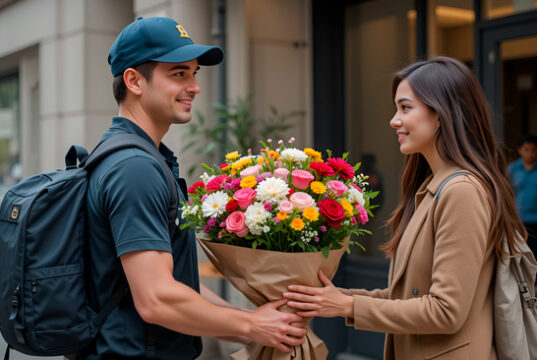 https://www.vecteezy.com/photo/55099551-a-male-courier-in-a-cap-delivers-a-bouquet-of-flowers-to-young-woman-a-floral-gift-for-a-celebration