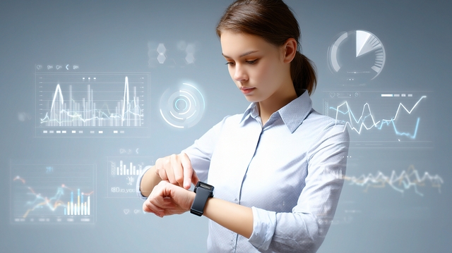 https://www.vecteezy.com/photo/65704370-a-woman-wearing-a-shirt-and-looking-at-her-wrist