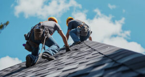 https://www.vecteezy.com/photo/44649926-with-safety-harnesses-and-professional-equipment-a-team-of-roofers-diligently-works-to-fix-a-damaged-section-of-a-roof-preventing-any-further-leaks-or-water-damage