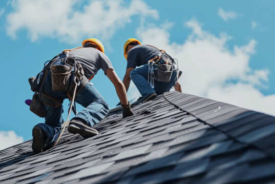 https://www.vecteezy.com/photo/44649926-with-safety-harnesses-and-professional-equipment-a-team-of-roofers-diligently-works-to-fix-a-damaged-section-of-a-roof-preventing-any-further-leaks-or-water-damage