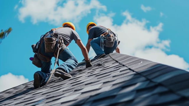 https://www.vecteezy.com/photo/44649926-with-safety-harnesses-and-professional-equipment-a-team-of-roofers-diligently-works-to-fix-a-damaged-section-of-a-roof-preventing-any-further-leaks-or-water-damage